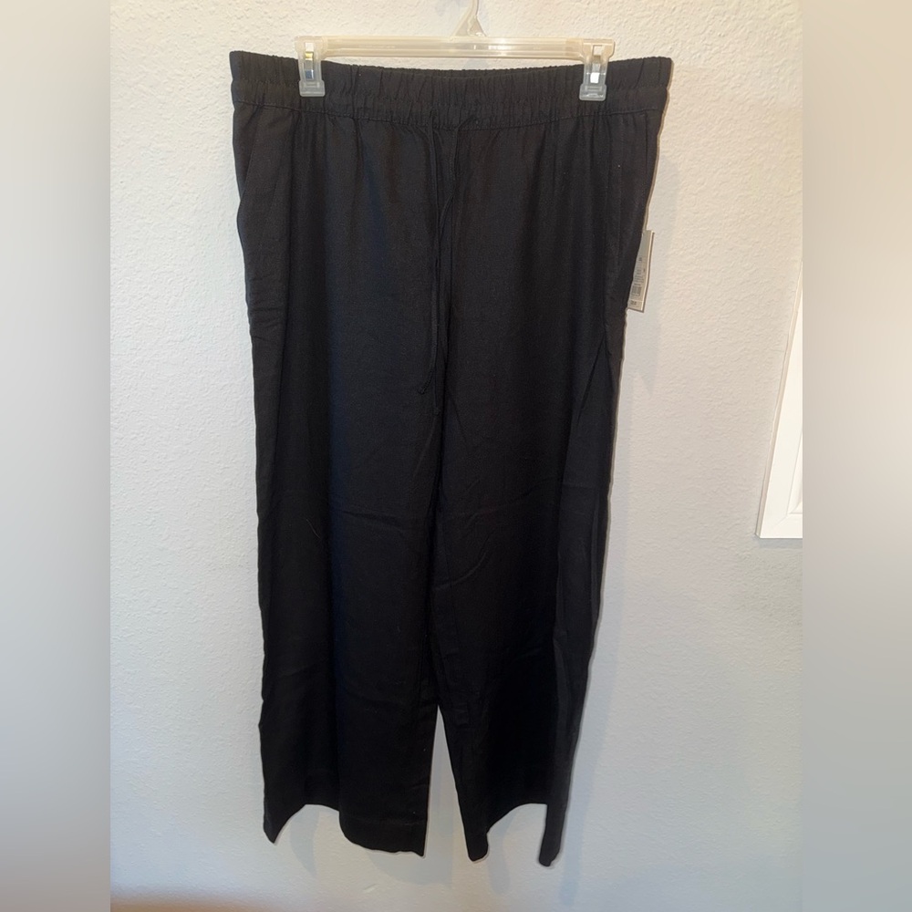 a new day Women’s Black Wide Leg Linen Pants